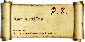 Puer Klára névjegykártya